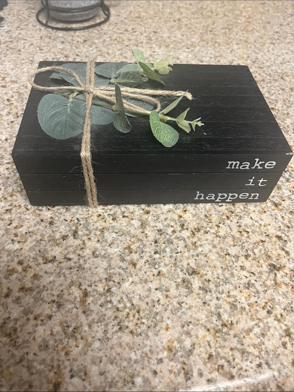 Black 'Make It Happen' Decorative Wooden Block Accent